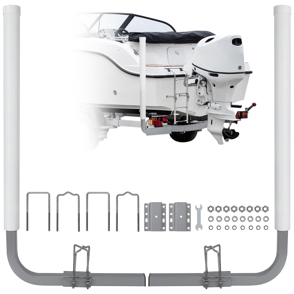 CHEINAUTO 2PCS Boat Trailer Guide, 40" Adjustable Design Trailer Guide Poles, Rustproof Galvanized Steel Trailer Guide, Trailer Guides with Black/White PVC Pipes, 2024 Version Without Light