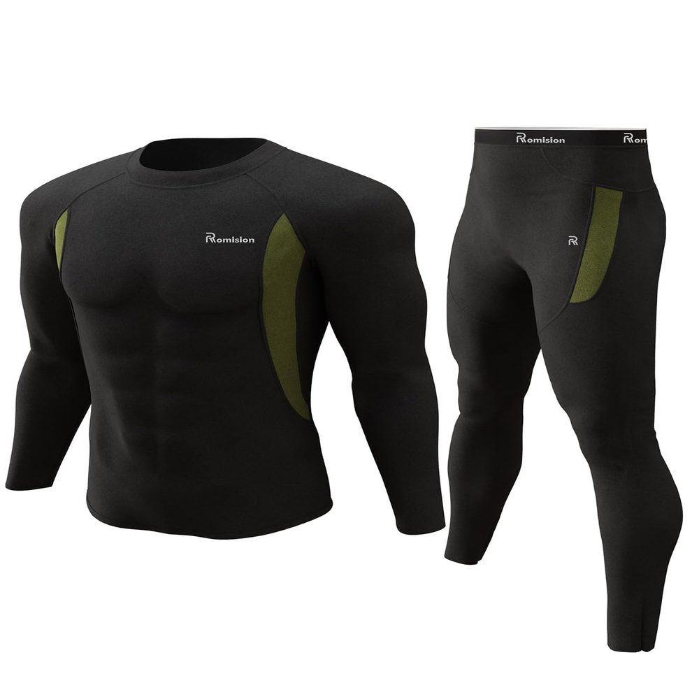 romision Thermal Underwear Long Johns for Men Fleece Lined Base Layer Cold Weather Hunting Gear Bottom and Top Set