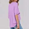 Elbow Length Tops for Women Oversized Striped Shirts Casual Crew Neck Half Sleeve Tunic Tops Womens Blouses Summer Tops for Women 2024 Oversized Tshirts for Women, Purple, Large view 2