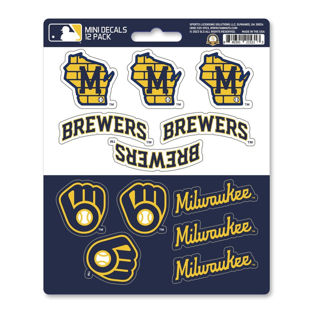 FANMATS 39329 Milwaukee Brewers Mini Decal 12-pk