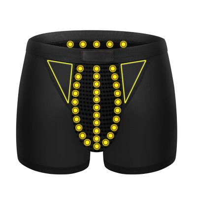 ALEPXS Safety Certification Men's Magnetic Therapy Underwear British Health Care Pants Strong Soft Panties Boxer Shorts(Color:Black,Size:XXL-XXLarge)