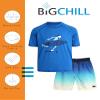 Big Chill Boys Swim Set - 2 Piece Quick Dry UPF50+ Protection Kids Rash Guard Short Sleeve Swim Shirt and Swimming Trunks, Size 4, Blue Skeleton view 2