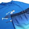 Big Chill Boys Swim Set - 2 Piece Quick Dry UPF50+ Protection Kids Rash Guard Short Sleeve Swim Shirt and Swimming Trunks, Size 4, Blue Skeleton view 3