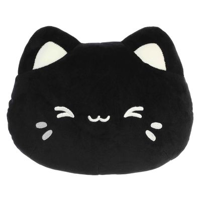 Aurora Enchanting Tasty Peach Meowchi Face Plush Stuffed Animal - Bright & Colorful Design for Room Decor - Perfect for Adults, Kids, and Birthdays - Black Sesame 12 Inches
