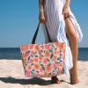 DRTGEDS Peach Pattern Seamless Large Capacity Tote Bag With Zipper Sandproof Women Beach Bag Handbag Gym Bag Travel view 2