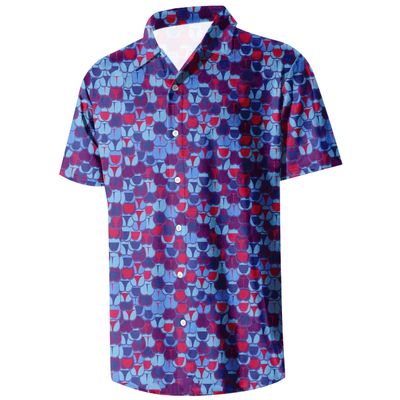 TURMHAWI Men's Hawaiian Shirt for Men Wrinkle Free Casual Printed Beach Shirt, Blue Purple Whale Tail Men's Casual Button Down Shirts Regular Fit Short Sleeve Holiday Summer Shirts for Men, 3XL