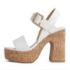 Soda Annual ~ Women Open Round Toe Single Band High Heel Notch Wedge Sandals with Adjustable Ankle Strap (White Pu, us_footwear_size_system, adult, numeric, medium, 10) view 1