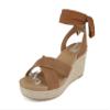 Soda Donnie ~ Women Open Round Toe Crisscross Band Low Heel Espadrille Wedge Sandal with Adjustable Ankle Strap (Tan Nubuck, us_footwear_size_system, adult, numeric, medium, 8.5) view 2