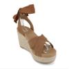 Soda Donnie ~ Women Open Round Toe Crisscross Band Low Heel Espadrille Wedge Sandal with Adjustable Ankle Strap (Tan Nubuck, us_footwear_size_system, adult, numeric, medium, 8.5) view 4
