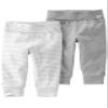 Little Planet by Carter's Unisex-Baby 2-Pack Pants Made with Organic Cotton, Gray Stripe Cream, 18 Months view 1