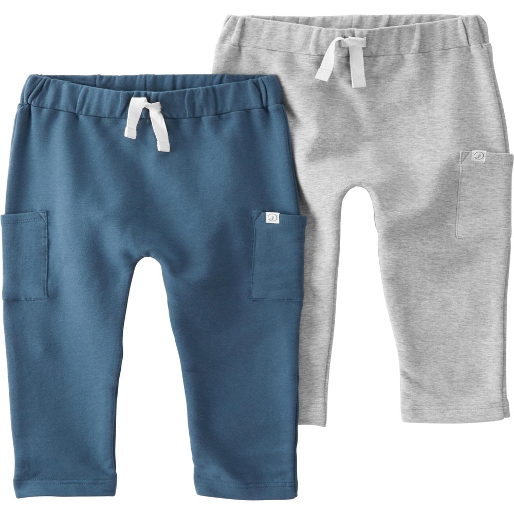 Little Planet by Carter's Unisex-Baby 2-Pack Pants Made with Organic Cotton, Deep Teal Gray, 9 Months