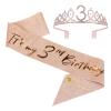 JasperKino 3th Birthday Sash and Tiara Set Rose Gold Sash Crown Birthday Party Favors Supplies for Party view 1