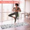 Coastal Starfish Yoga Mat Towel with Corner Pockets for Hot Yoga Non Slip,Absorbent Yoga Blankets Soft Gym Sweat Working Out Fitness Pilates Towels 70"x26" Ocean Turtle Seashells Jellyfish Wood Grain view 2