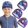IJRPLM 4 Pcs Kids Swim Caps, Toddler Swimming Hat, Unisex Child's Bathing Cap, Fabric Swimming Caps for Kids, Pool Cap for Boys Girls Long Short Hair, One Size(4 Cute Patterns) view 1