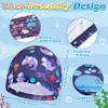 IJRPLM 4 Pcs Kids Swim Caps, Toddler Swimming Hat, Unisex Child's Bathing Cap, Fabric Swimming Caps for Kids, Pool Cap for Boys Girls Long Short Hair, One Size(4 Cute Patterns) view 3