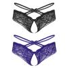 ALEPXS Safety Certification Sissy Clothes for Crossdressers 2 Pack Sexy Breathable Printed Underwear Lace Pouch Panties(Color:Black Purple) view 1