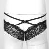 ALEPXS Safety Certification Sissy Clothes for Crossdressers 2 Pack Sexy Breathable Printed Underwear Lace Pouch Panties(Color:Black Purple) view 2