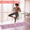 Boho Pink Flower Yoga Mat Towel with Corner Pockets for Hot Yoga Non Slip,Absorbent Yoga Blankets Soft Gym Sweat Working Out Fitness Pilates Towels 70"x26" Spring Leaves Modern Minimalist White view 2