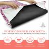 Boho Pink Flower Yoga Mat Towel with Corner Pockets for Hot Yoga Non Slip,Absorbent Yoga Blankets Soft Gym Sweat Working Out Fitness Pilates Towels 70"x26" Spring Leaves Modern Minimalist White view 3