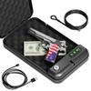 Grimtron Portable Pistol Safes  Electronic Lock Box & Key Access, Silent Mode, Compact Car Gun Safe for Handgun, Small Single Safe for Travel, Office, Dorm Use view 1