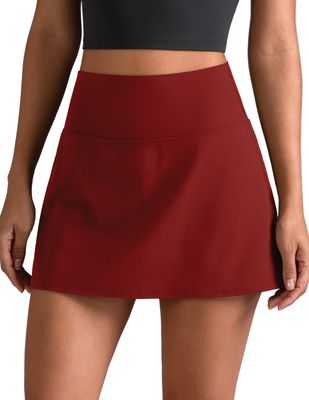Colorfulkoala Dreamlux Skirts for Women High Rise Athletic Golf Tennis Skorts Built-in Shorts with Pockets(XXL, Merlot)