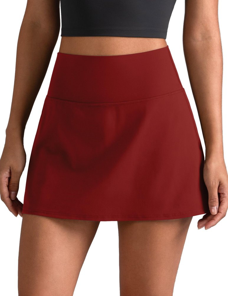 Colorfulkoala Dreamlux Skirts for Women High Rise Athletic Golf Tennis Skorts Built-in Shorts with Pockets(XXL, Merlot)