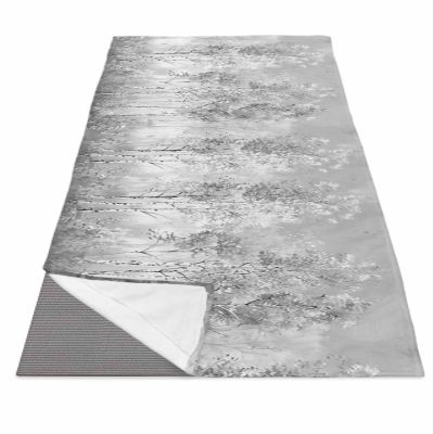 Greyish Tree Yoga Mat Towel with Corner Pockets for Hot Yoga Non Slip,Absorbent Yoga Blankets Gym Sweat Working Out Fitness Pilates Towels 70"x26" Rustic Vintage Abstract Graffiti Oil Painting Art