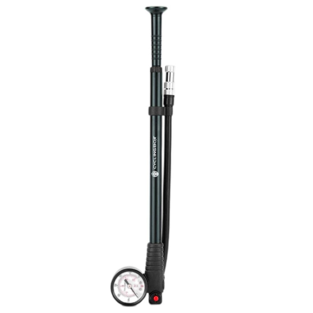 NineFit Basics Portable High-Pressure Bike Air Pump with Gauge for Fork & Rear, Titanium A, 33cm (12.99in)