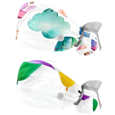 2 Packed Ballon hot Gas Sphere Cloud Scrub caps Women Scrub Cap Nurse hat for The Surgeon