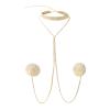 Nipple Cover Stickers Sexy Body Chain Necklace Jewelry for Women Non Piercing Rhinestone Sparkly Round Shape Adjustable Choker view 2