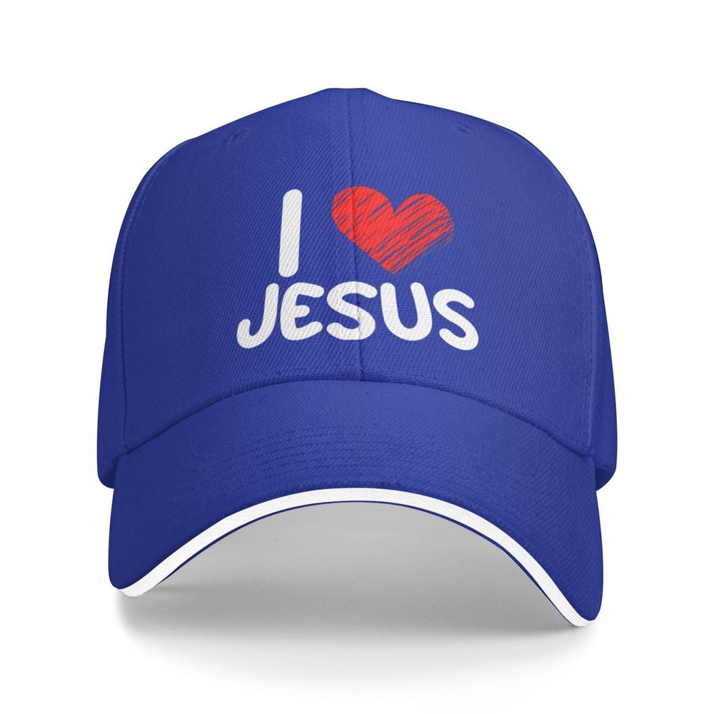 Jesus - I Love Jesus Gifts Baseball Cap Women Trucker Hat for Men Dad Hat Adjustable Snapback Hat Cowboy Hat Blue