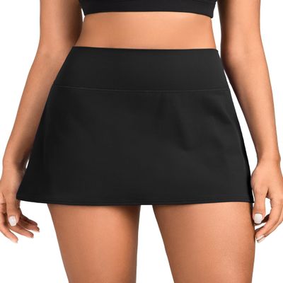 Colorfulkoala Dreamlux Skirts for Women High Rise Athletic Golf Tennis Skorts Built-in Shorts with Pockets(L, Black)