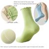 ANIDL 4 Pairs Ruffle Yoga Socks for Women,Cute Frilly Non-Slip Grips Socks for Pilates,Fitness,Hospital,Pregnant (Cotton, Color-01-Black purple green skin tone) view 4