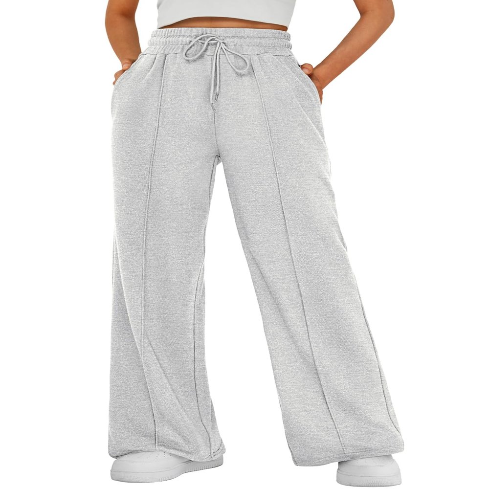 AUTOMET Womens Wide Leg Sweatpants Baggy Lounge Travel Cargo Pants Fall Fashion Outfits 2025 Winter Clothes Joggers Gray S