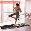 Abstract Marble Yoga Mat Towel with Corner Pockets for Hot Yoga Non Slip,Absorbent Yoga Blankets Soft Gym Sweat Working Out Fitness Pilates Towels 70"x26" ContemporaryGeometric Black Grey Gold view 2