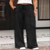 AUTOMET Womens Wide Leg Sweatpants Baggy Lounge Travel Cargo Pants Fall Fashion Outfits 2025 Winter Clothes Joggers Black M view 2
