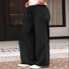 AUTOMET Womens Wide Leg Sweatpants Baggy Lounge Travel Cargo Pants Fall Fashion Outfits 2025 Winter Clothes Joggers Black M view 3