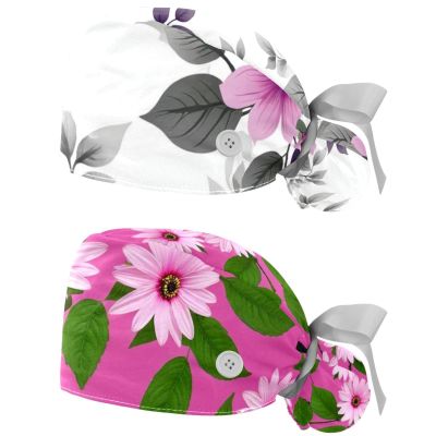 2 Packed Aprico tbranch Flowers Scrub caps Women Scrub Cap Men Surgical Cap for Hospital