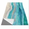 Abstract Turquoise Yoga Mat Towel with Corner Pockets for Hot Yoga Non Slip,Absorbent Yoga Blankets Soft Gym Sweat Working Out Fitness Pilates Towels 74"x26" Shabby Chic Summer Grey Beach Wave