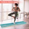 Abstract Turquoise Yoga Mat Towel with Corner Pockets for Hot Yoga Non Slip,Absorbent Yoga Blankets Soft Gym Sweat Working Out Fitness Pilates Towels 74"x26" Shabby Chic Summer Grey Beach Wave view 2