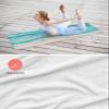 Abstract Turquoise Yoga Mat Towel with Corner Pockets for Hot Yoga Non Slip,Absorbent Yoga Blankets Soft Gym Sweat Working Out Fitness Pilates Towels 74"x26" Shabby Chic Summer Grey Beach Wave view 4