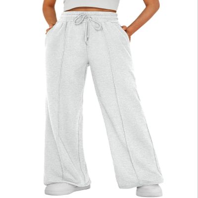AUTOMET Womens Wide Leg Sweatpants Baggy Lounge Travel Cargo Pants Fall Fashion Outfits 2025 Winter Clothes Joggers Light Gray S