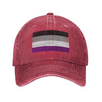 Asexual Flag LGBT Cowboy Hat Men Vintage Baseball Cap Women Trucker Hat Dad Hat Adjustable Snapback Hat Red