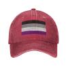 Asexual Flag LGBT Cowboy Hat Men Vintage Baseball Cap Women Trucker Hat Dad Hat Adjustable Snapback Hat Red view 1