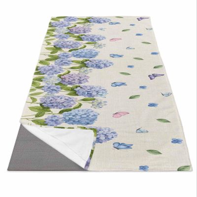 Country Floral Yoga Mat Towel with Corner Pockets for Hot Yoga Non Slip,Absorbent Yoga Blankets Soft Gym Sweat Working Out Fitness Pilates Towels 70"x26" Botanical Spring Summer Pastoral Leaves