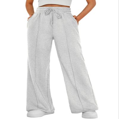 AUTOMET Womens Wide Leg Sweatpants Baggy Lounge Travel Cargo Pants Plus Size Fall Fashion Outfits 2025 Winter Clothes Gray L