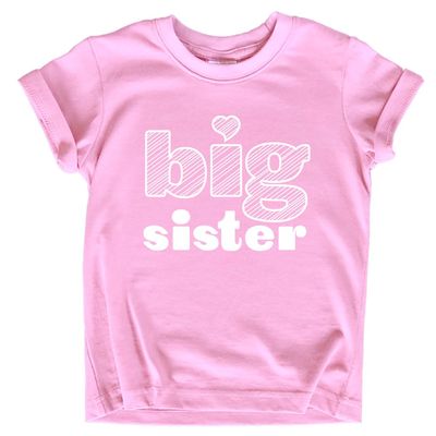 Big Sister Shirt Big Sister Announcement Toddler Shirts Girl Promoted Outfit Baby Girls Heart tee (US, Age, 5 Years, Pink)