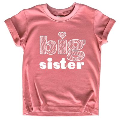 Big Sister Shirt Big Sister Announcement Toddler Shirts Girl Promoted Outfit Baby Girls Heart tee (US, Age, 8 Years, Mauve)