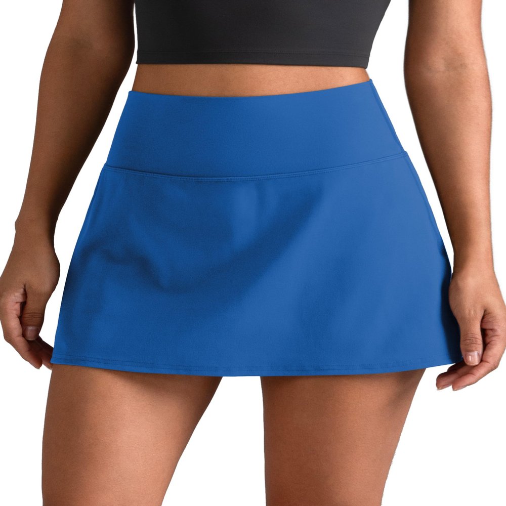 Colorfulkoala Dreamlux Skirts for Women High Rise Athletic Golf Tennis Skorts Built-in Shorts with Pockets(S, Baleine Blue)