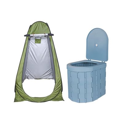 Camping Toilet with Pop Up Privacy Tent Portable Toilet Potty for Adults Outdoor Camping Shower Tents Changing Room Instant Pop Up Washable Foldable Camp Toilet Kit for Rv Camping Travel, Blue